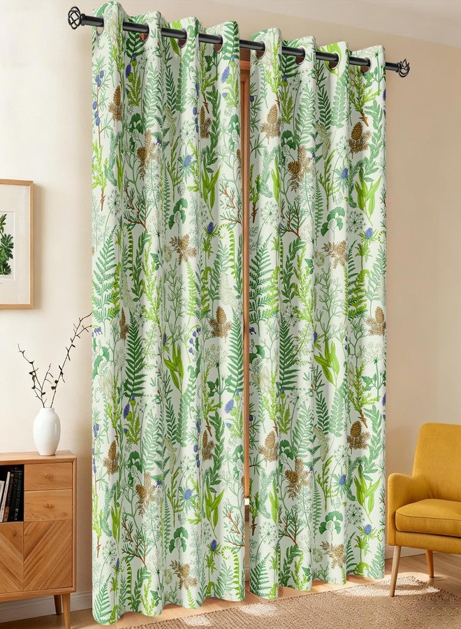 keensoft Botanical 100% Blackout Curtains for Bedroom 84 Inch Length 2 Panels Set Beige Green Plant Floral Black Out Curtains Insulated Grommet Room Darkening Window Drapes for Living Room，52Wx84L - Image 2