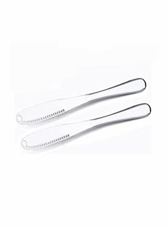 KASTWAVE 2 Packs Stainless Steel Butter Spreader Knife with Serrated Edge and Shredding Slots, Easy to Curl Scoop Slice and Cut, 3 in 1 Multi-function  - Image 1