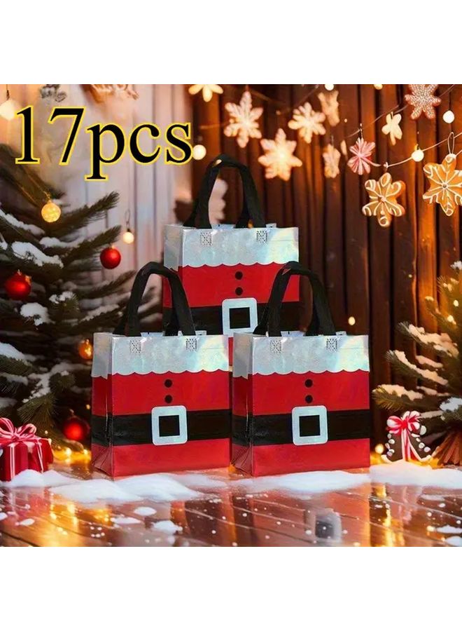 17pcs Christmas Gift Bags With Handles Non Woven Party Birthday Anniversary Baptism Carrying Bags - Image 1