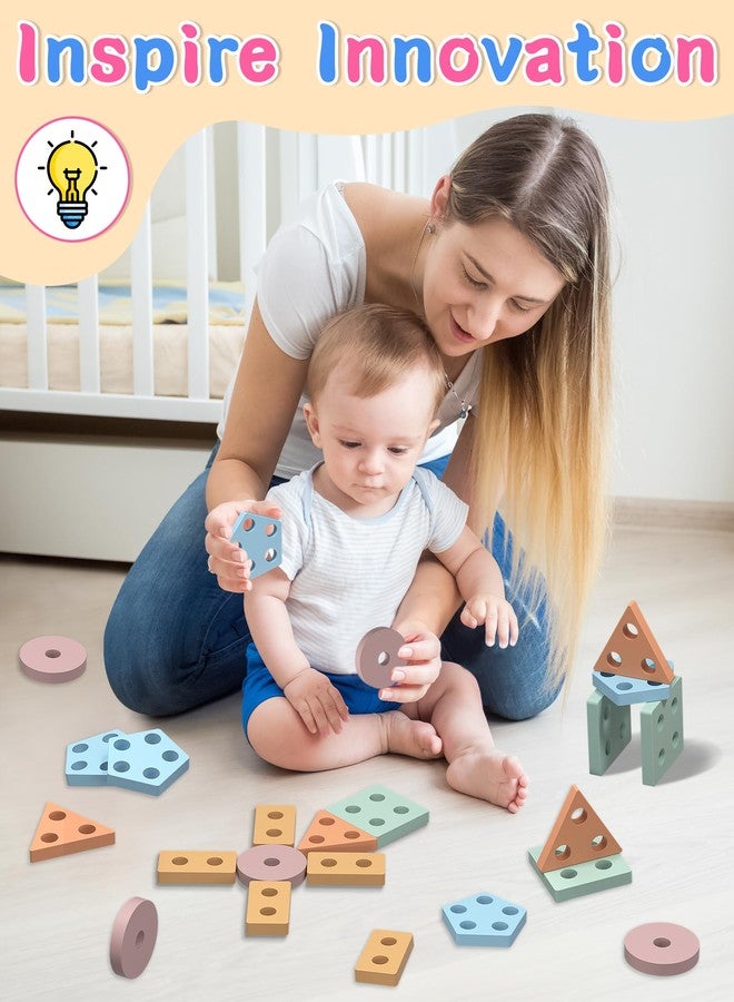kecristv Montessori Toys for 1 2 Year Old Girl and Boy Birthday Gifts, Shape Sorter Wooden Toys for Toddlers Age 1-3 2-4, Learning Educational Sensory Stacking Toddler Puzzles - Image 3