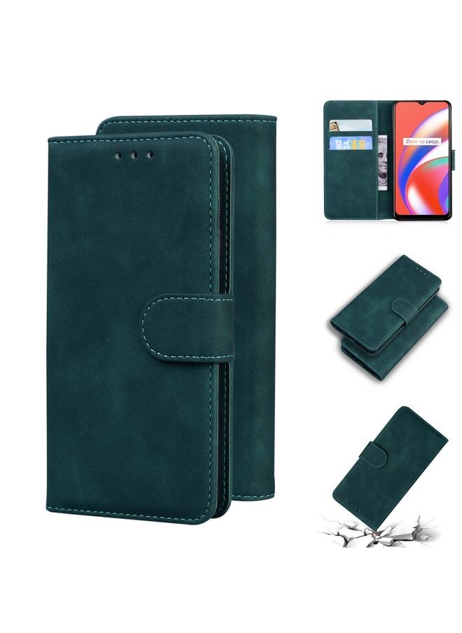 HuHa Case Cover For Realme C12/Realme Narzo 20 Skin Feel Pure Color Flip Leather Phone Case Green 