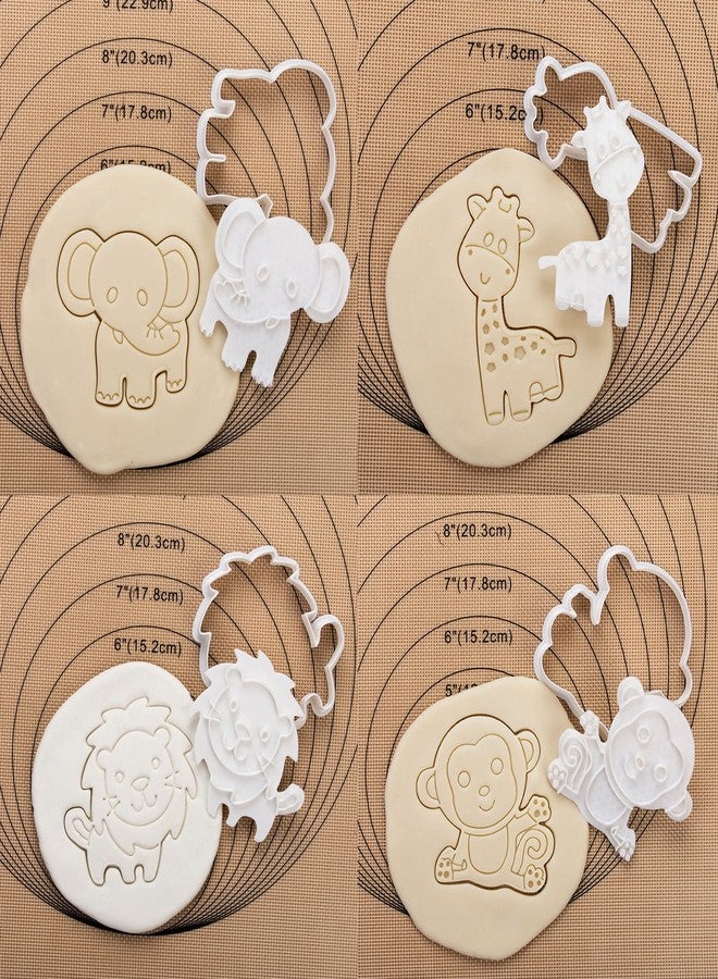 Flycalf Animal Cookie Cutters Set with Plunger Stamps Jungle Safari Animal Zoo Baking PLA Fondant Molds for Kids Party 3.5" Kitchen Cake Supplies - Image 2