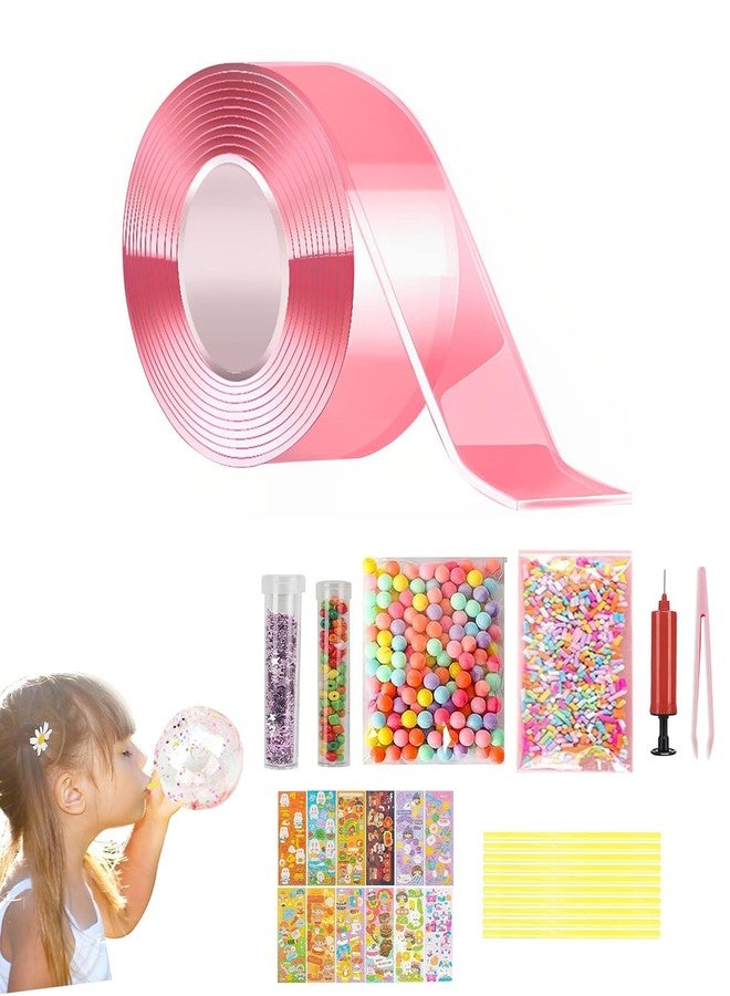 NUDFSY Nano Tape, 27 Pcs Nano Tape Kit, Nano Tape Balloon Pinch Music Blowing Bubble Nanotape Diy Decompression Suitable for Men and Women (Pink) - Image 1