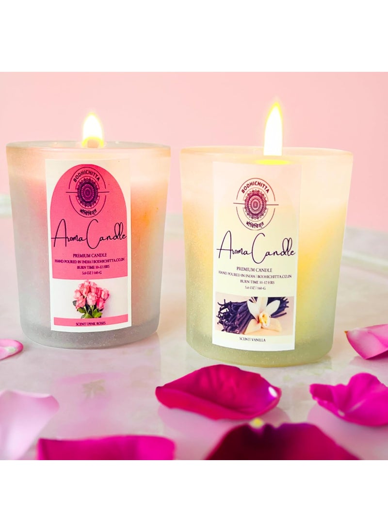 BODHICHITTA Bodhichitta Scented CandlesOrganic Wax Candles 4x70gm Each Aromatic Fragrance of Vanilla Pink Rose Upto 12 Hours Best Gifts 