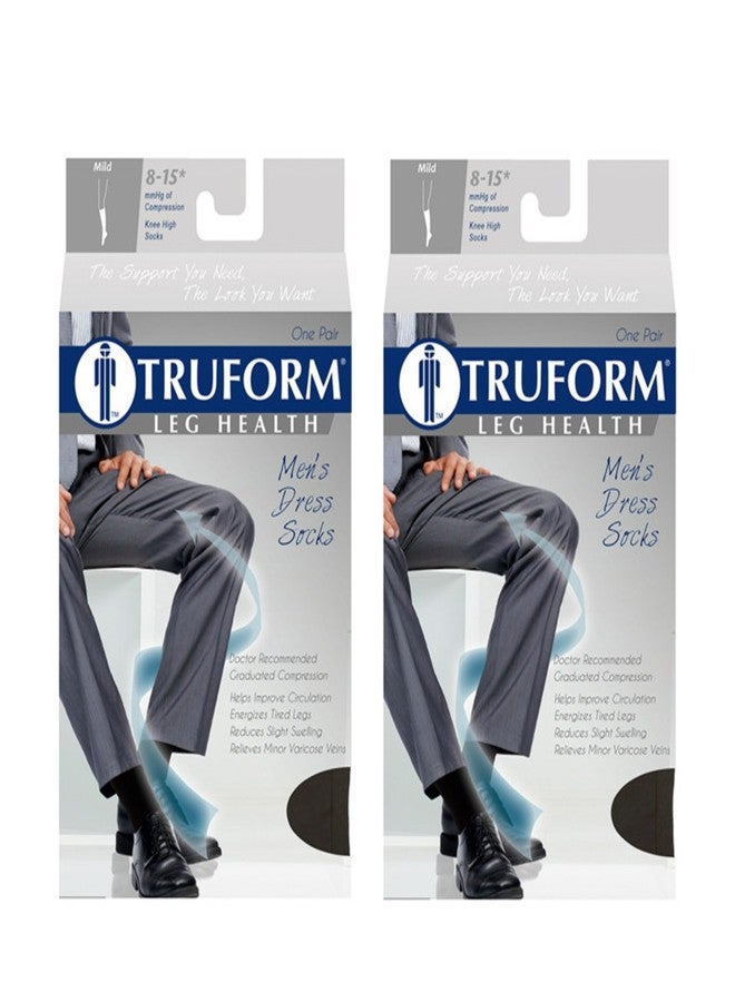 Truform Compression Socks, 8-15 mmHg, Men's Dress Socks, Knee High Over Calf Length, Black, Large, 2 Count, Large (Pack of 2) - Image 2