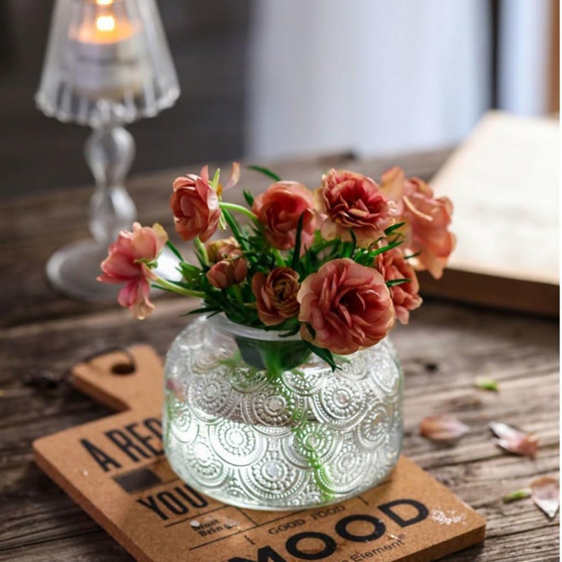 ANSQU Vintage Glass Storage Jar, 25.4 FL OZ Food Storage Jar with Solid Wooden Lid, Tea Bag Organiser for Home Kitchen Decor, Holds Oats, Jam, Coffee, Candy, Biscuits and Sugar (Round Flower) - Image 5