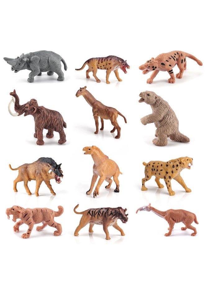 Simulation Prehistoric Animal Primitive Man Model Children's Cognition Ancient Times Life Scene Decoration-Color:BL-10069 12 Prehistoric Animals 86g