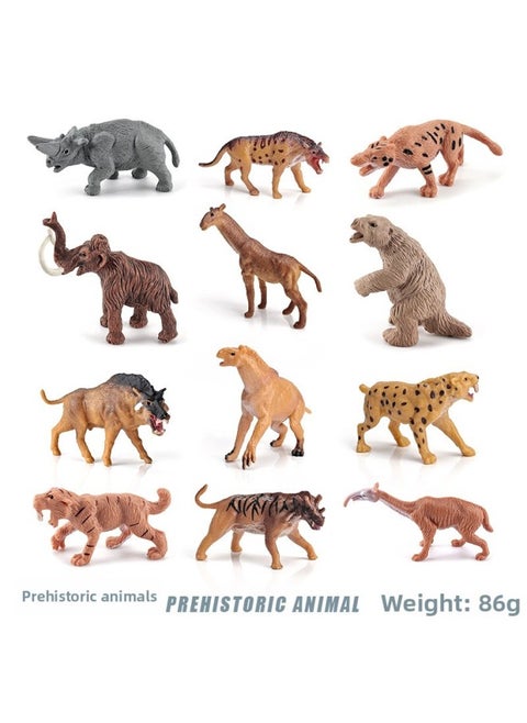 Simulation Prehistoric Animal Primitive Man Model Children's Cognition Ancient Times Life Scene Decoration-Color:BL-10069 12 Prehistoric Animals 86g