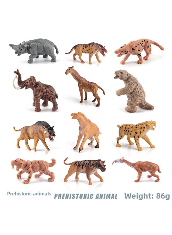 Simulation Prehistoric Animal Primitive Man Model Children's Cognition Ancient Times Life Scene Decoration-Color:BL-10069 12 Prehistoric Animals 86g