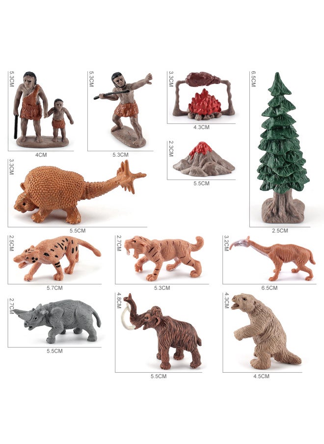 Simulation Prehistoric Animal Primitive Man Model Children's Cognition Ancient Times Life Scene Decoration-Color:BL-10069 12 Prehistoric Animals 86g