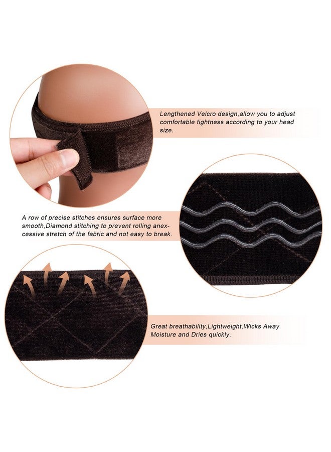 coloryoung Wig Grip Band Flexible Velvet Scarf Adjustable Wig Comfort Band Headband Wig Comfort Non-Slip Adjustable Fasten Wig Bands With Wavy Silicone (Dark Brown) - Image 2
