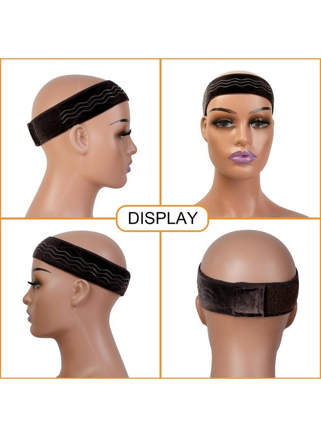 coloryoung Wig Grip Band Flexible Velvet Scarf Adjustable Wig Comfort Band Headband Wig Comfort Non-Slip Adjustable Fasten Wig Bands With Wavy Silicone (Dark Brown) - Image 1