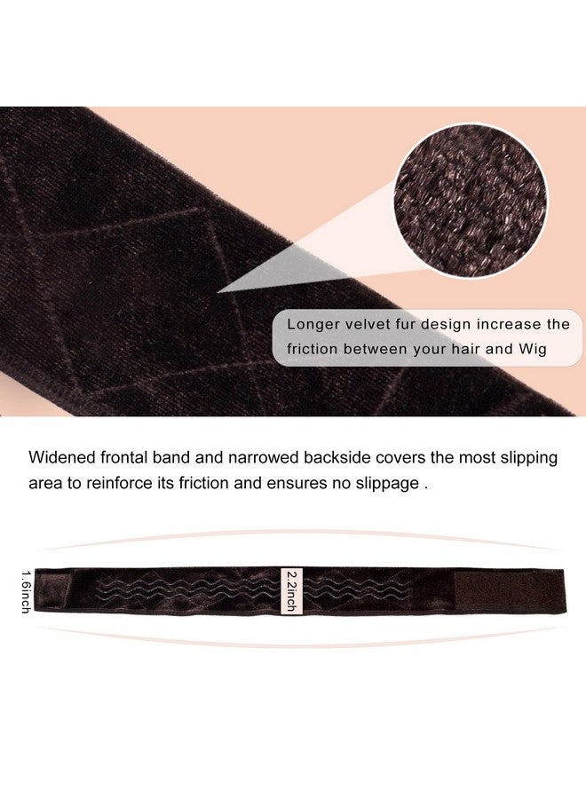coloryoung Wig Grip Band Flexible Velvet Scarf Adjustable Wig Comfort Band Headband Wig Comfort Non-Slip Adjustable Fasten Wig Bands With Wavy Silicone (Dark Brown) - Image 3