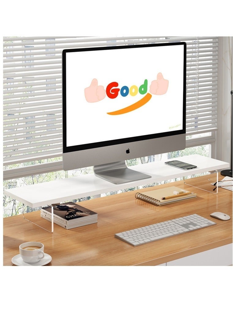 والالا حامل شاشة شفاف من خشب الأكريليك قابل للتعديل بارتفاعين، حامل شاشة تلفزيون، حامل كمبيوتر، رف تخزين سطح المكتب، رف تخزين سطح المكتب مع منظم لوحة المفاتيح - Image 1
