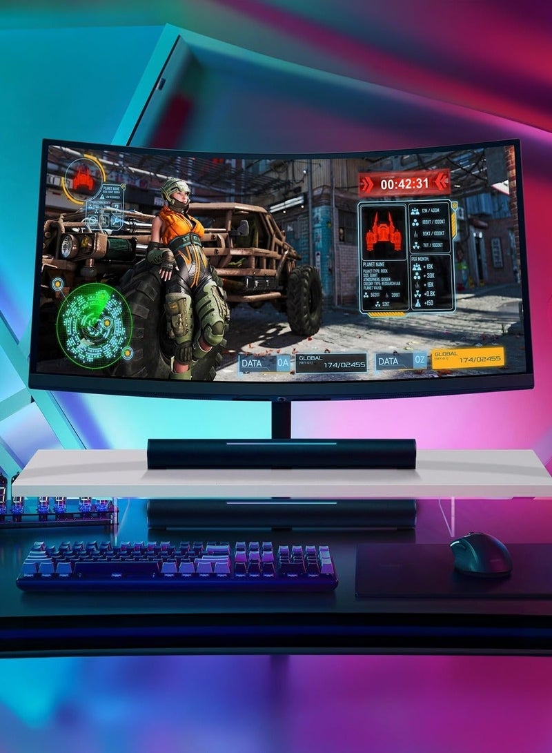 والالا حامل شاشة شفاف من خشب الأكريليك قابل للتعديل بارتفاعين، حامل شاشة تلفزيون، حامل كمبيوتر، رف تخزين سطح المكتب، رف تخزين سطح المكتب مع منظم لوحة المفاتيح - Image 5