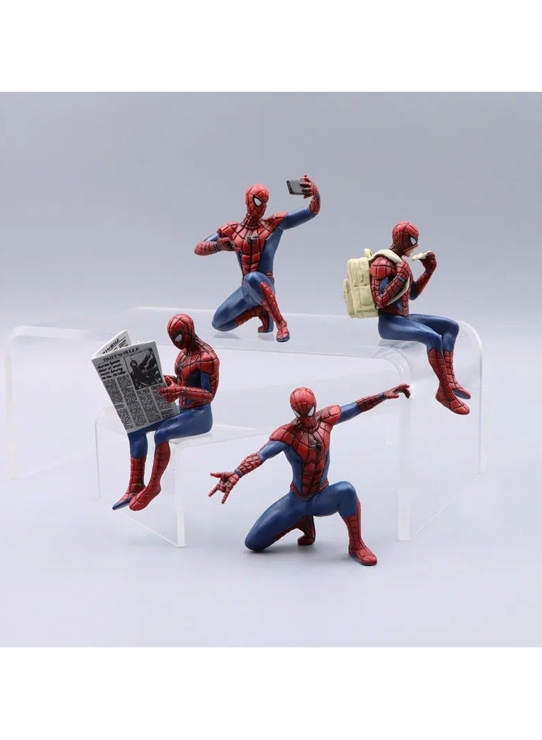 عام مجموعة من أربع قطع عبارة عن تماثيل وزخارف للبطل العنكبوتي. هذه التماثيل يمكن استخدامها كزخارف للسيارات أو على قمم الطاولات أو كزخارف للكعك. - Image 1