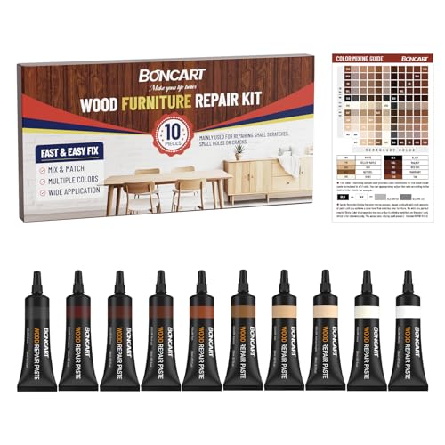 Boncart Wood Furniture Repair Kit Wood Touch up Fillers Repair Scratches Cracks Paint Chips and Nail Holes on Furniture Floors Doors Cabinets and Tables 10 Colors - Image 1
