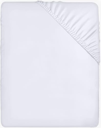 Utopia Bedding Fitted Sheet King White  Deep Pocket 14 inch 35 cm  Easy Care  Soft Brushed Microfibre Fabric  Shrinkage and Fade Resistant  Bottom Sheet