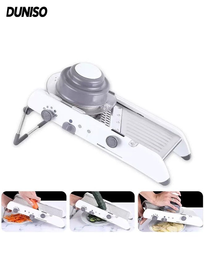 DUNISO Vegetable Chopper,Stainless Steel Food Chopper,Multi-Function Adjustable Slicer,Sturdy and Durable,for Kitchen, Mandolin, Potato, Tomato, Carrot, Vegetable, Fruit and Onion Cutter - Image 1