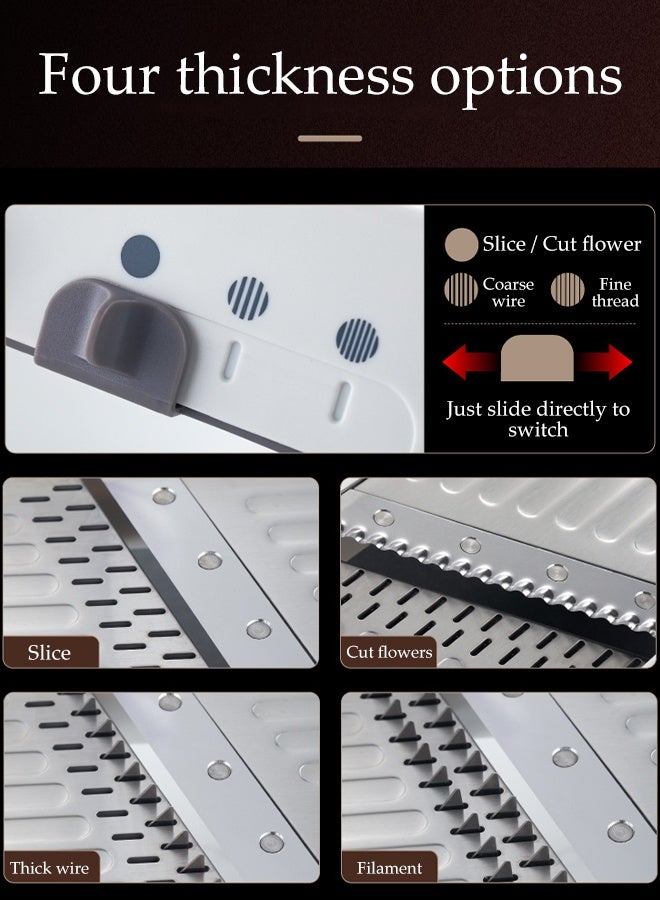 DUNISO Vegetable Chopper,Stainless Steel Food Chopper,Multi-Function Adjustable Slicer,Sturdy and Durable,for Kitchen, Mandolin, Potato, Tomato, Carrot, Vegetable, Fruit and Onion Cutter - Image 5