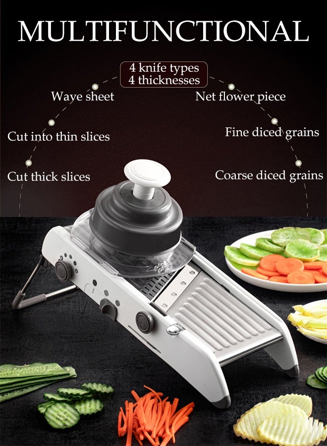 DUNISO Vegetable Chopper,Stainless Steel Food Chopper,Multi-Function Adjustable Slicer,Sturdy and Durable,for Kitchen, Mandolin, Potato, Tomato, Carrot, Vegetable, Fruit and Onion Cutter - Image 3