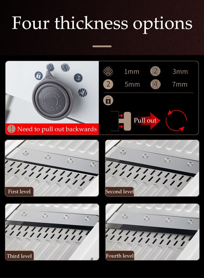 DUNISO Vegetable Chopper,Stainless Steel Food Chopper,Multi-Function Adjustable Slicer,Sturdy and Durable,for Kitchen, Mandolin, Potato, Tomato, Carrot, Vegetable, Fruit and Onion Cutter - Image 4