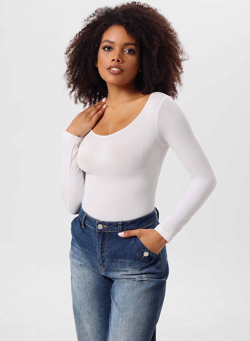 RedMapleTEK 2-PACK Postpartum Long-sleeved Seamless Bodycon Underwear Bottoming Shirt - Image 4