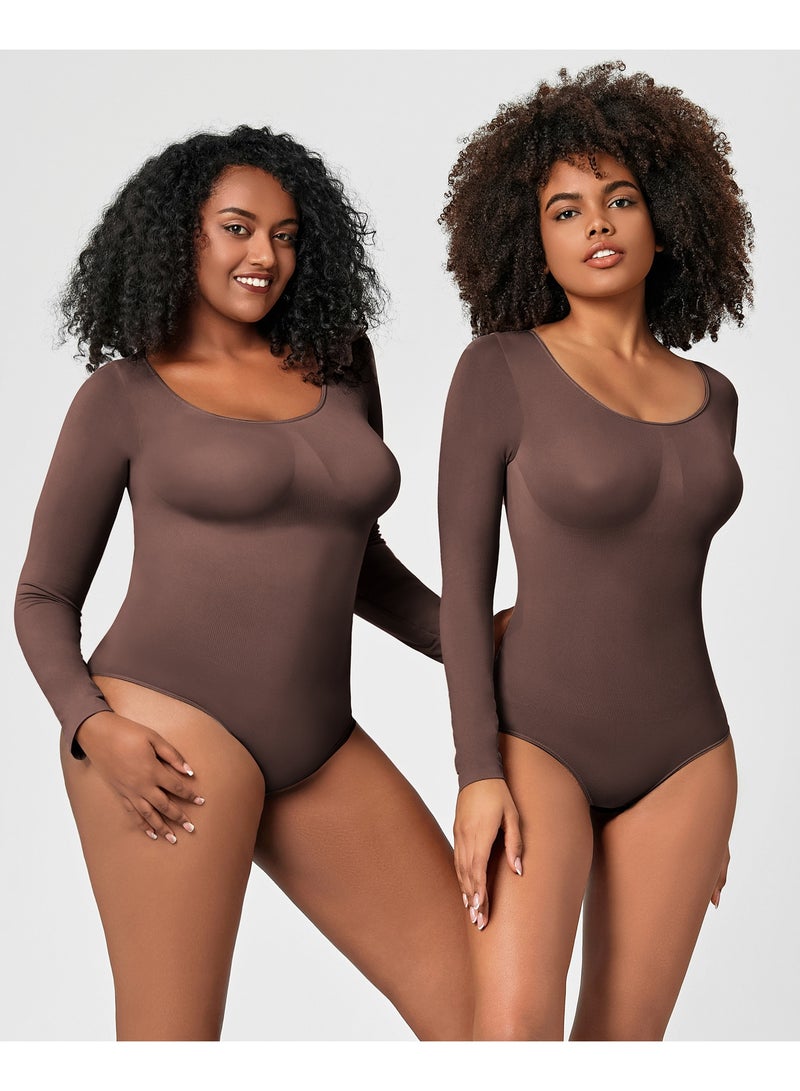 RedMapleTEK 2-PACK Postpartum Long-sleeved Seamless Bodycon Underwear Bottoming Shirt - Image 5