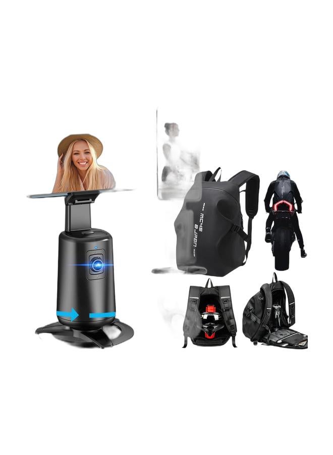 Auto Face Tracking Tripod, No App, 360° Rotation Face Body Phone Camera Mount with Rechargeable Fill Light and Remote,Smart Shooting Holder for Vlog Streaming Video Tiktok Video Recording & Unisex Multifunctional Backpack Cycling Bag with Waterproof Helmet Bag Large Capacity Scientific Partitioning Rolling Suitcase Attachment Comfortable Back Padding Lightening Load Ideal for Short TripsBundle - Image 1