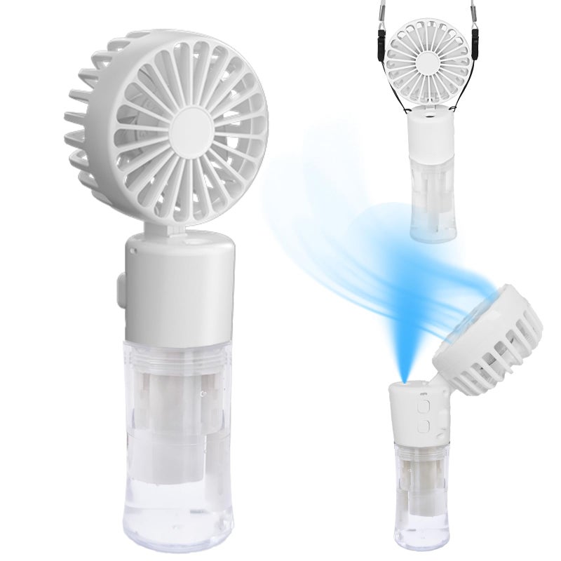 Bukela Handheld Fan Portable Handheld Misting Fan - Rechargeable Battery Operated Spray Mist Fan - Water Mist Fan - Outdoors Misting Personal Cooling - Cooling Fans for Makeup Travel (White) - Image 1