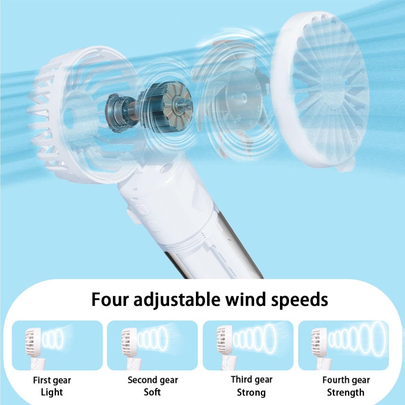 Bukela Handheld Fan Portable Handheld Misting Fan - Rechargeable Battery Operated Spray Mist Fan - Water Mist Fan - Outdoors Misting Personal Cooling - Cooling Fans for Makeup Travel (White) - Image 5
