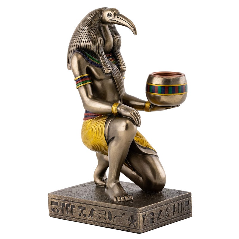 Top Collection Thoth Statue  Egyptian God of Knowledge and Wisdom Candle Holder Sculpture in Premium Cold Cast Bronze  625Inch Collectible Egypt Scribe Tehuti Figurine - Image 1