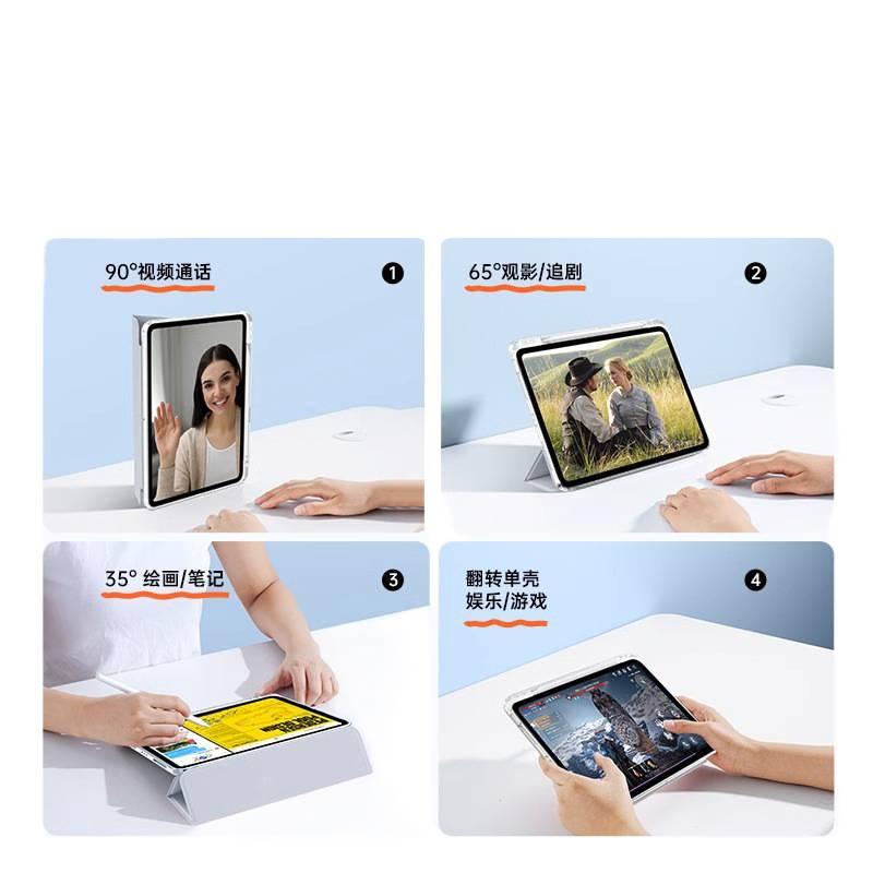 DGG Black Transparent Clear Back iPad Case for iPad Air / iPad 9.7 with Pencil Holder - Image 2