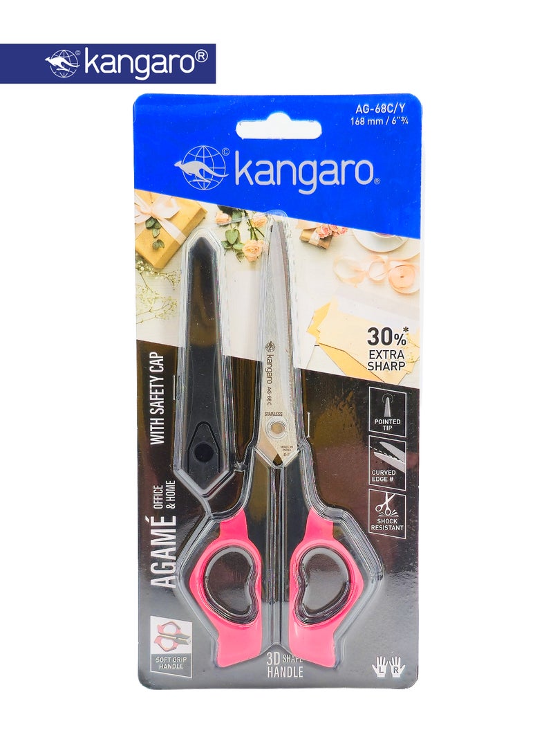Kangaro Stainless Steel Scissors 6.75 Inch with Safety Cap Soft Grip - Image 2