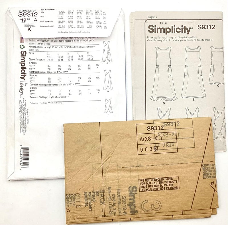 Simplicity Misses' Wraparound Apron Sewing Pattern Kit, Code 9312 - Image 2