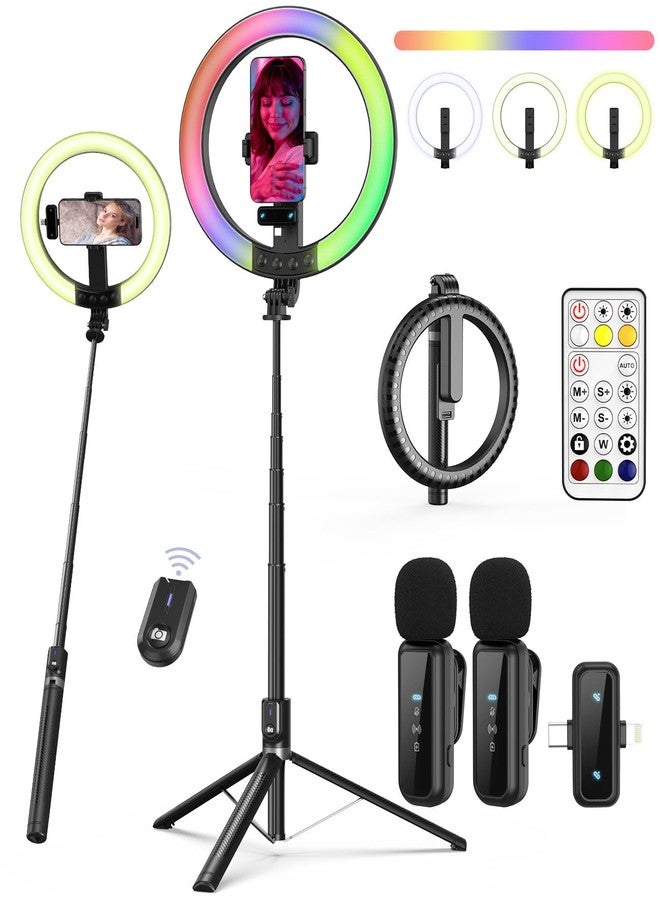 BEFAME Vlogging Kit for iPhone/Android, 10” Ring Light with Stand, 74” Tripod for iPhone with Light, Microphone, YouTube Starter Kit for TikTok Content Creator - Image 1