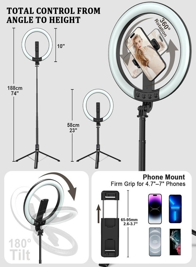 BEFAME Vlogging Kit for iPhone/Android, 10” Ring Light with Stand, 74” Tripod for iPhone with Light, Microphone, YouTube Starter Kit for TikTok Content Creator - Image 5