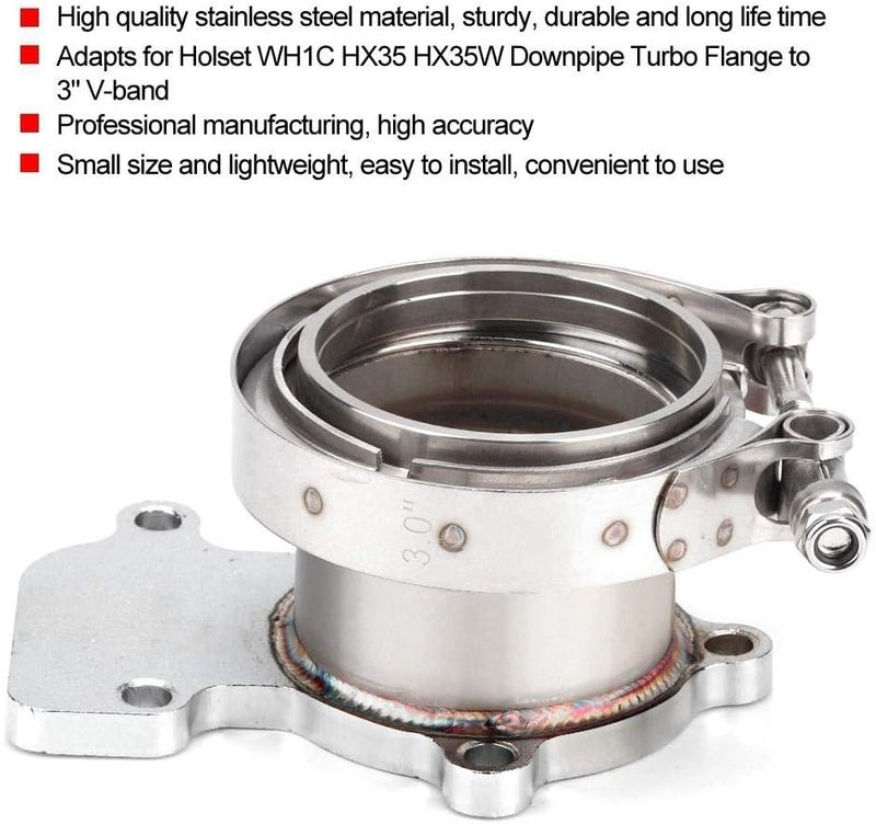 woobles Stainless Steel for Holset WH1C HX35 HX35W Downpipe Turbo Flange to 3" V-band Adaptor - Image 2