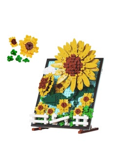 SYOSI Sunflower 3D Picture Decorations Painting Building Blocks Artificial Flowers Building Toy Kit Educational Gift for Kids Adults Unique Home Decor and Great Birthday Gifts for Her Women  - Image 1