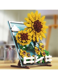 SYOSI Sunflower 3D Picture Decorations Painting Building Blocks Artificial Flowers Building Toy Kit Educational Gift for Kids Adults Unique Home Decor and Great Birthday Gifts for Her Women  - Image 3