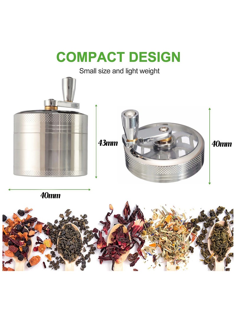 4-Layer Stainless Steel Manual Grinder - Hand Crank Spice/Coffee Mill with Magnetic Lid (Silver)  - Image 3