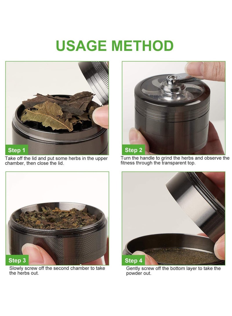 4-Layer Stainless Steel Manual Grinder - Hand Crank Spice/Coffee Mill with Magnetic Lid (Silver)  - Image 4