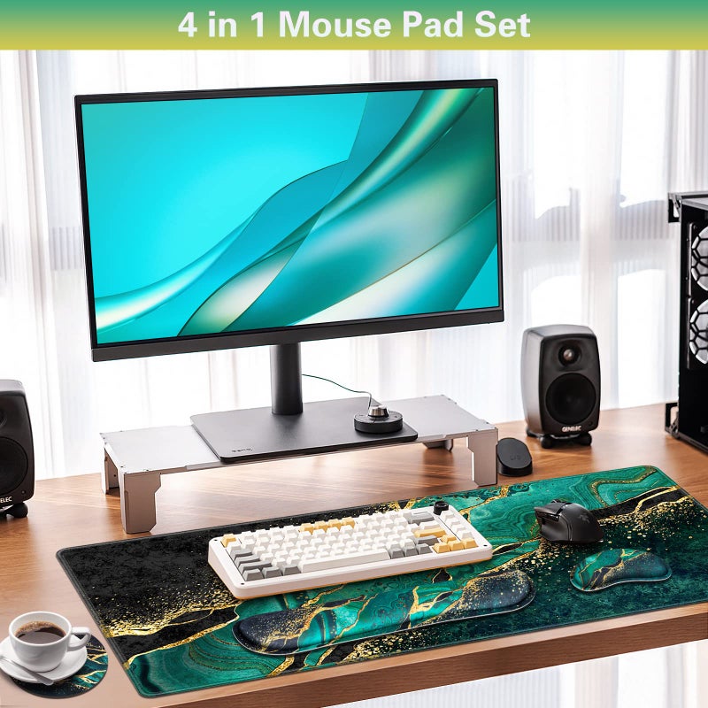 Canjoy Gaming Mouse Pad Set, 4-in-1 XXL Large Mouse Pad + Keyboard Wrist Rest Support+ Coaster, (35.4Ã—15.7 in) Extended Desk Pad Memory Foam Non-Slip Desk Mat for Home Office - Image 2