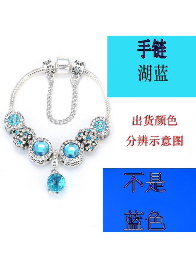 Blue Classic Ocean Drops Diy Girls Charm Crystal Beaded Charm Bracelet