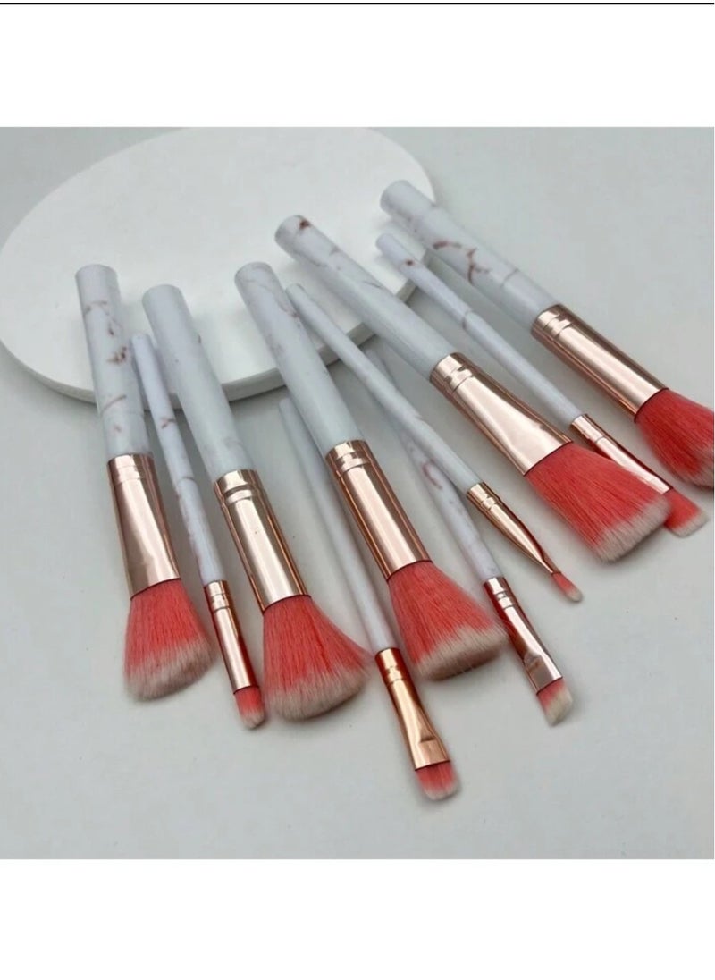 General - Set of 10 marble pattern makeup brushes (5 large and 5 small) - Image 1