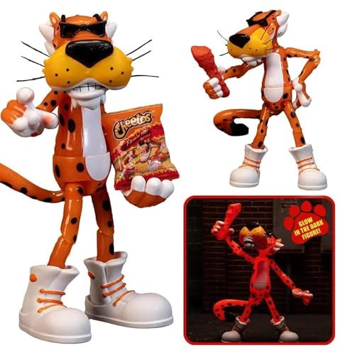 Jada Toys Cheetos Chester Cheetah Action Figure Flamin' Hot Glow in The Dark – 6” Articulated Exclusive, with Bag of Cheetos, Shades, Cheeto Dust - Image 3