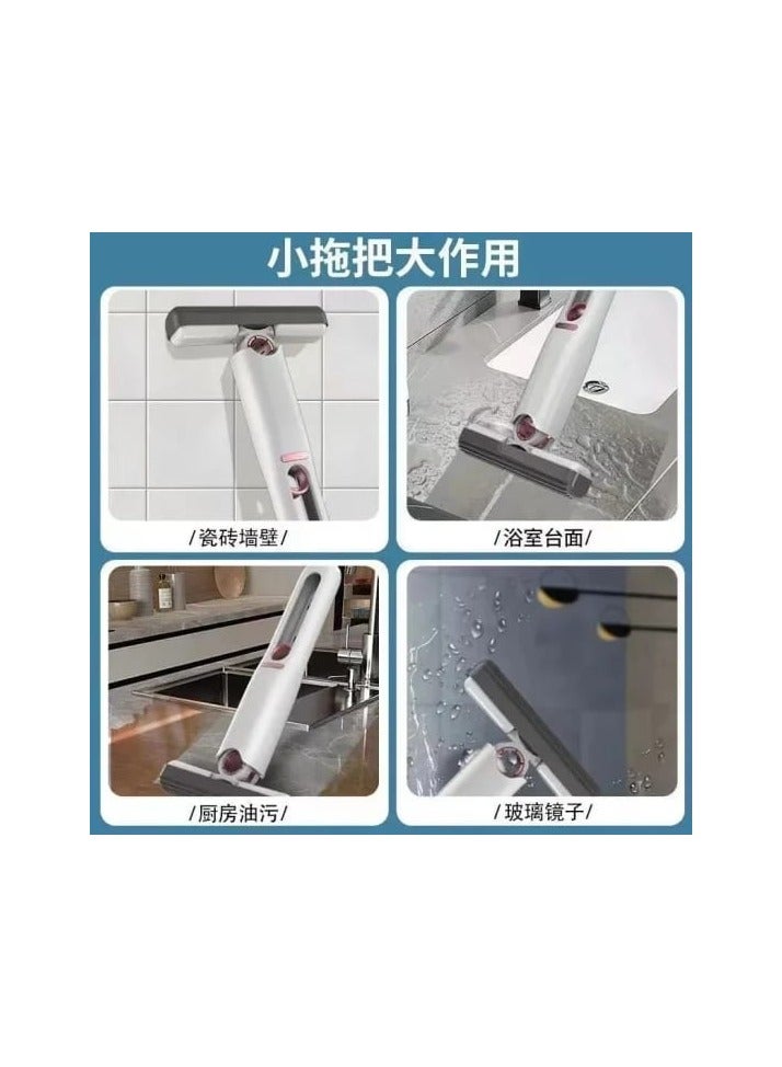 Mini Mop Portable Self-squeeze Small Mop - Self Squeezing Mini Mop, Wet And Dry Use Strong Absorbent Cleaning Mop For Kitchen Wash Basin, Sink, Bathroom, Car Glass (2 Cotton Head + 1 Squeeze Handle) - Image 4