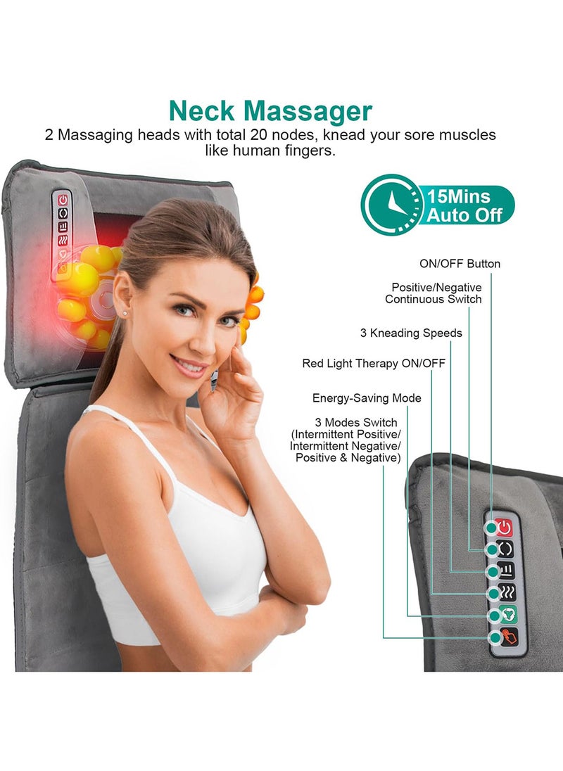 EzzySo - Full Body Massage Mat With Heat & Movable Shiatsu Neck Back Massager Pillow Upgraded Massage Mattress Pad With 9 Massage Modes For Neck Back Leg Pain Relief Calf Muscle Relaxation - Image 1