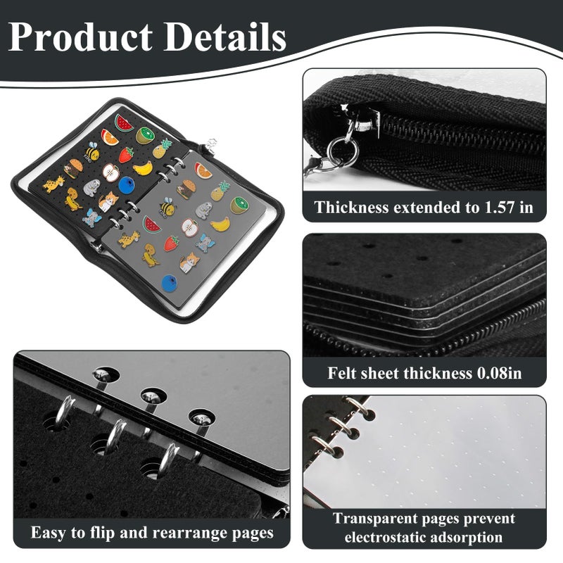 SEJGGKQ Enamel Pin Display Book,Trading Pins Holder with 6-Page Display Boards A5 Brooch Mini Board Collection,Pin Storage Bag Binder Organizer Case,for Badge Books Collector Small Travel Box(Black) - Image 2
