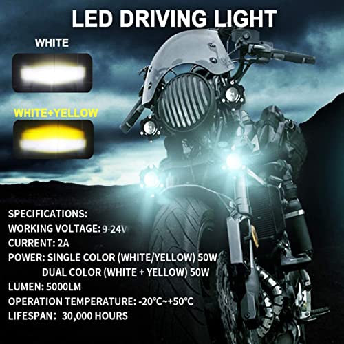 Asryd LED Motorcycle Driving Spot Lights 20W 6000K + 3800K Dual Light Color Off Road Light LED Fog Light (Pack of 2) For KTM 250 Duke - Image 2